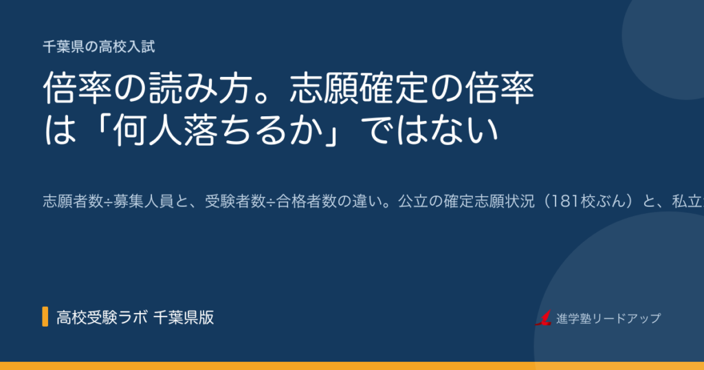 倍率の読み方。志願確定の倍率は「何人落ちるか」ではない