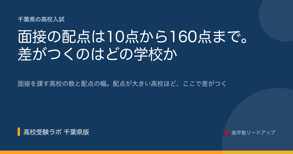 面接の配点は10点から160点まで。差がつくのはどの学校か