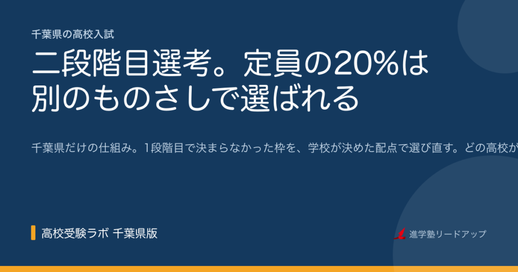 二段階目選考。定員の20%は別のものさしで選ばれる
