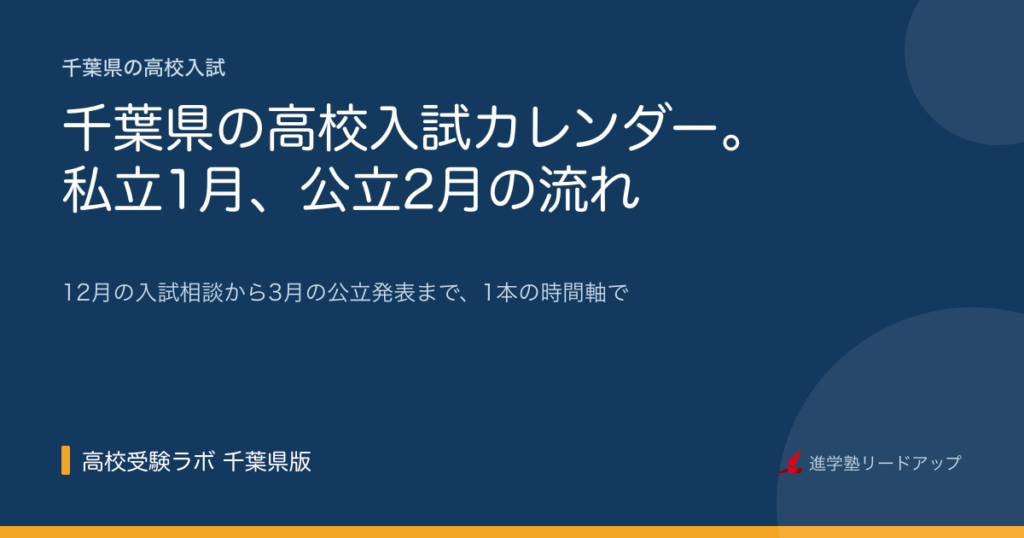 千葉県の高校入試カレンダー。私立1月、公立2月の流れ