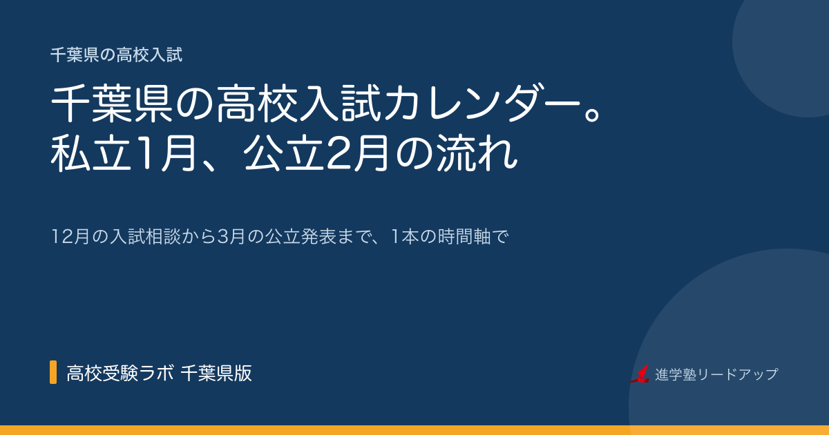 千葉県の高校入試カレンダー。私立1月、公立2月の流れ