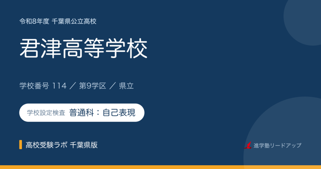 千葉県立君津高等学校【令和8年度】学科・学校設定検査（普通科：自己表現）｜学校番号114