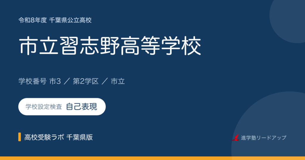 市立習志野高等学校【令和8年度】学科・学校設定検査（自己表現）｜学校番号市3