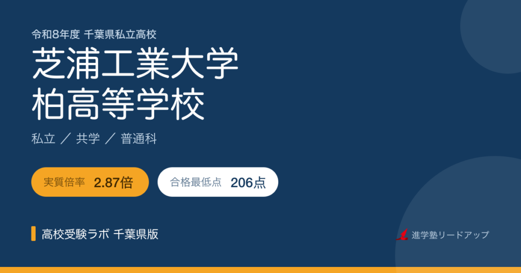 芝浦工業大学柏高等学校【令和8年度】入試結果・合格最低点｜千葉県私立高校